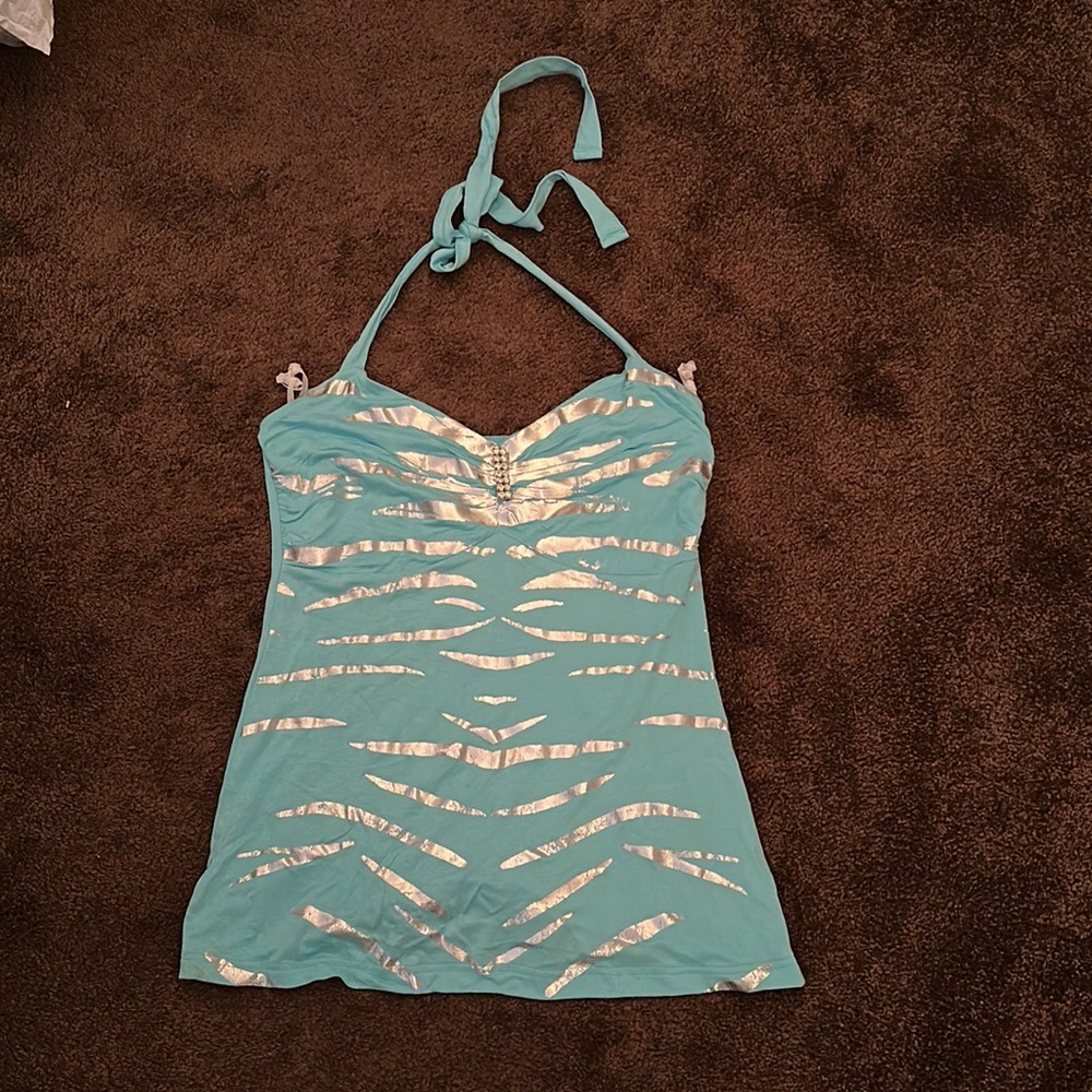 Teal/ blue halter top